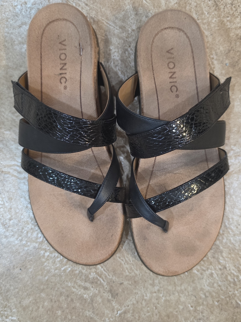 Vionic Black Women's Strappy Slide Sandals